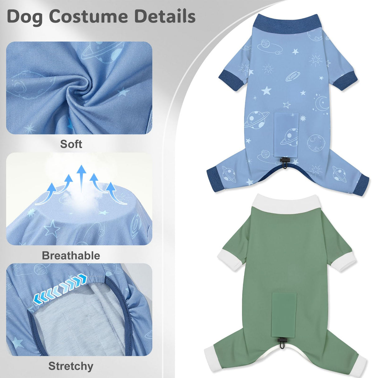 4 Pack Dog Pajamas Pet Costumes Dog Jammies Onesies Sweatshirt Adjustable Breathable Stretchy Clothes for Puppy Small Medium Large Dogs Girls Boys,XS