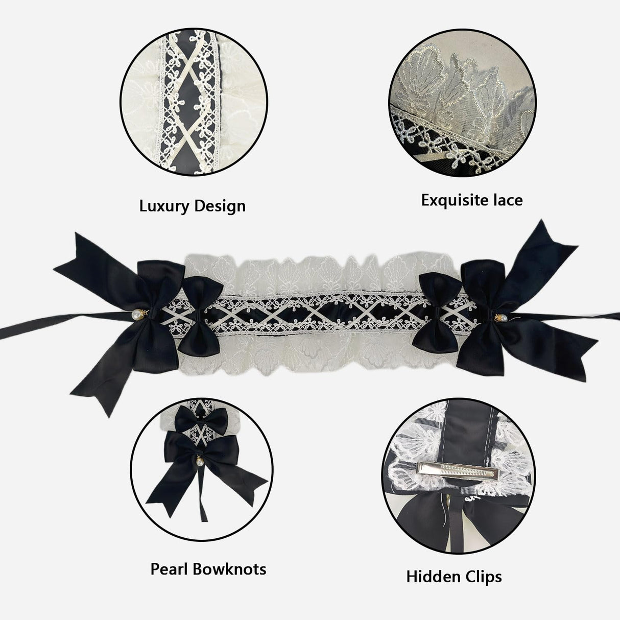 FLAdorepet Large Dog Dress Maid Costume with Headband,Halloween Lolita Costume Outfits,Puppy Christmas Holiday Wedding Princess Dress (Black, XX-Large(Fit 60-80LBS))