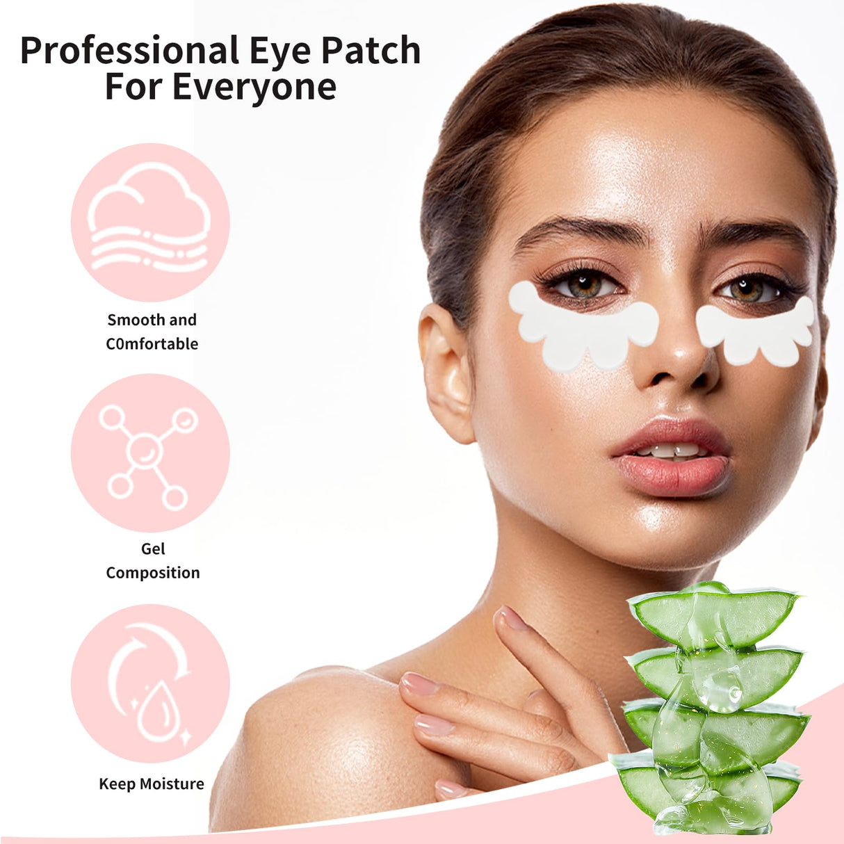 50 Pairs Eye Gel Pads, Lint Free Under Eye Patches for Eyelash Extensions, Premium Eye Mask Beauty Tool Kit (Pink)