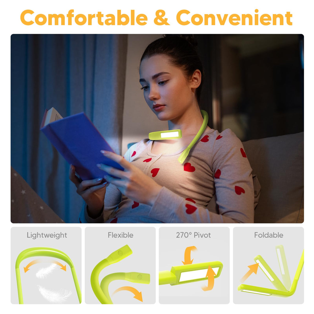 EastPin Neck Book Light for Reading at Night, Back to School Supplies Dorm Bed Lamp for College Students Teen Boys Girls Stocking Stuffers Christmas Birthday Gifts for Book Lovers Reading Accessories
