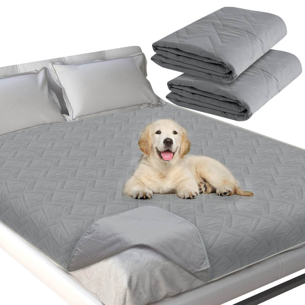 Waterproof Blanket 2 Pack Dog Bed Cover with Non-Skid Bottom, Couch Cover for Dogs, Mattress Protector Furniture Protector, Bed Couch Sofa(52" X 82")