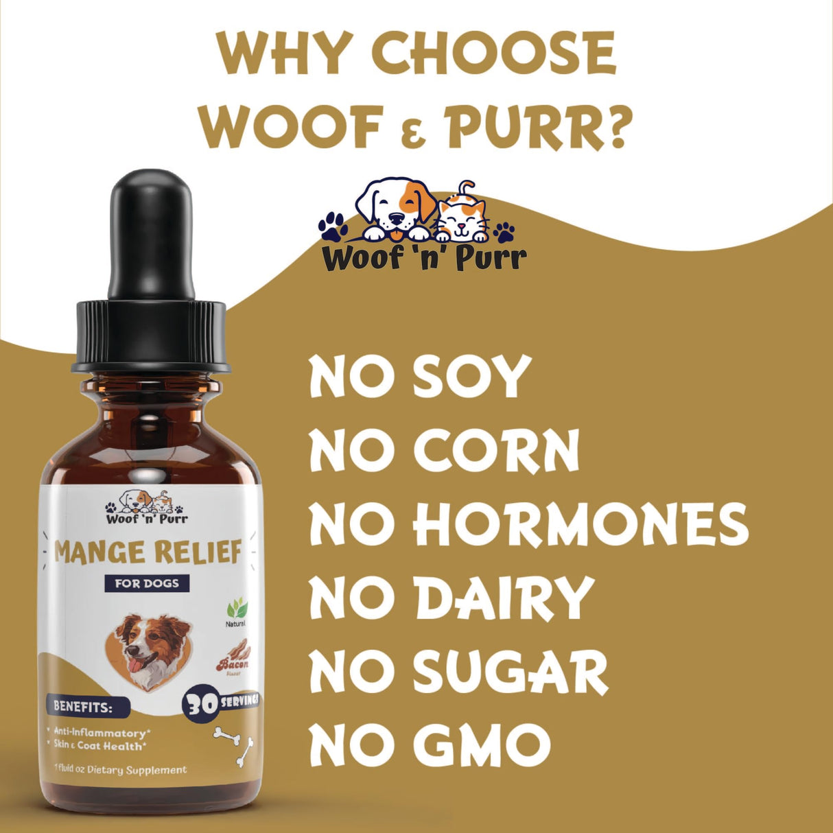 Natural Mange Treatment Dogs - Mange in Dogs Treatment - Dog Mange Treatment - Mange Treatment - Mange Treatment for Dogs - Mange Relief for Dogs - Dog Mange - Mange in Dogs - 1 fl oz - Bacon Flavor