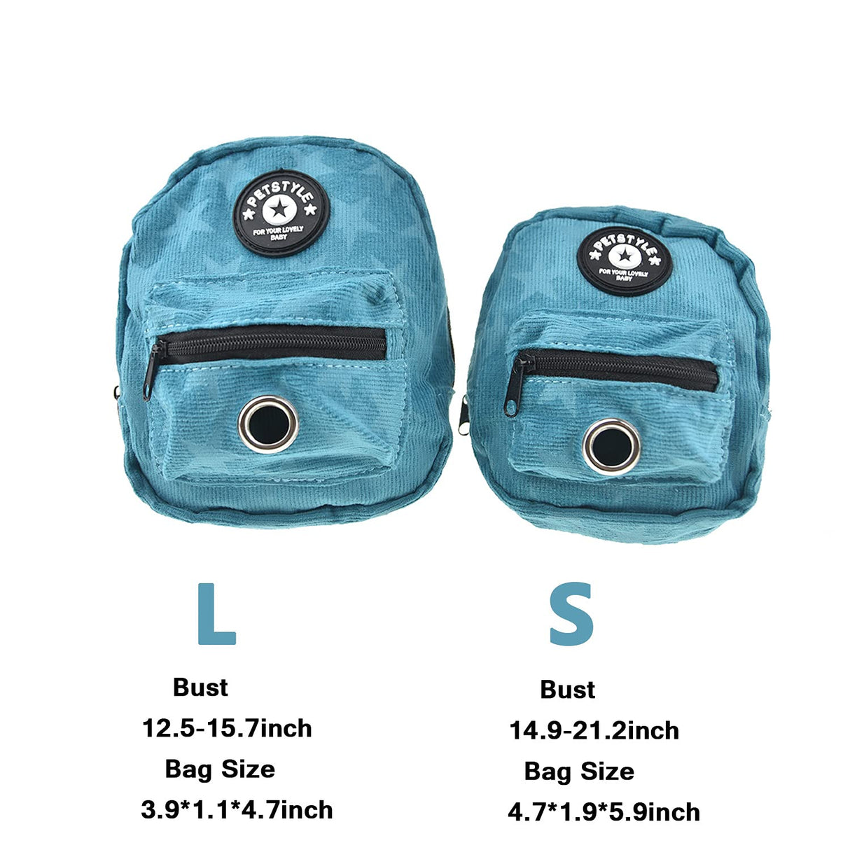 FLAdorepet Dog Backpack Harness with Leash, Dog Poop Bag Dispenser, Pet Self Carrier Adjustable Travel Hiking Walking Harness Backpack for Small Medium Dogs (L(Fit:10-15lb), Blue)