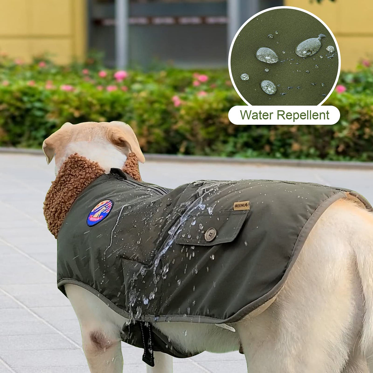 IREENUO Waterproof Dog Coat, Dog Clothing with Adjustable Buckle for Medium and Large Dogs, Winter Dog Coat, L