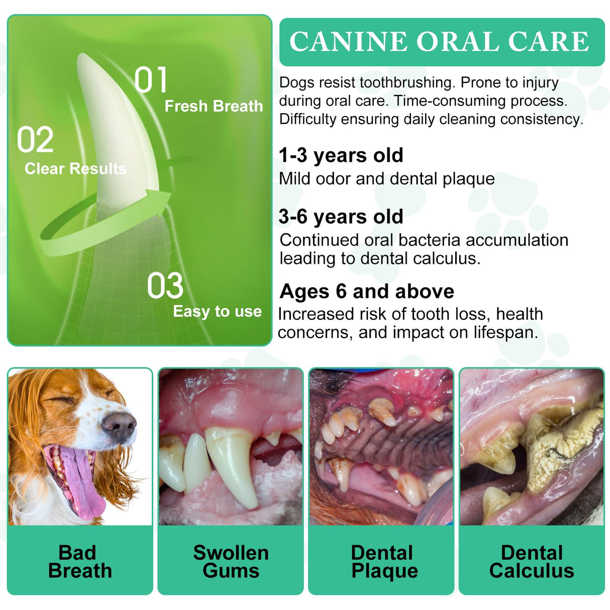 ARMOYA Dog Dental Powder - Teeth Cleaning Powder for Dogs - Dog Dental Care - Plaque & Bad Breath Off P-owder D-og - D-ental Care Supplies for Small - Medium - Large Do-gs