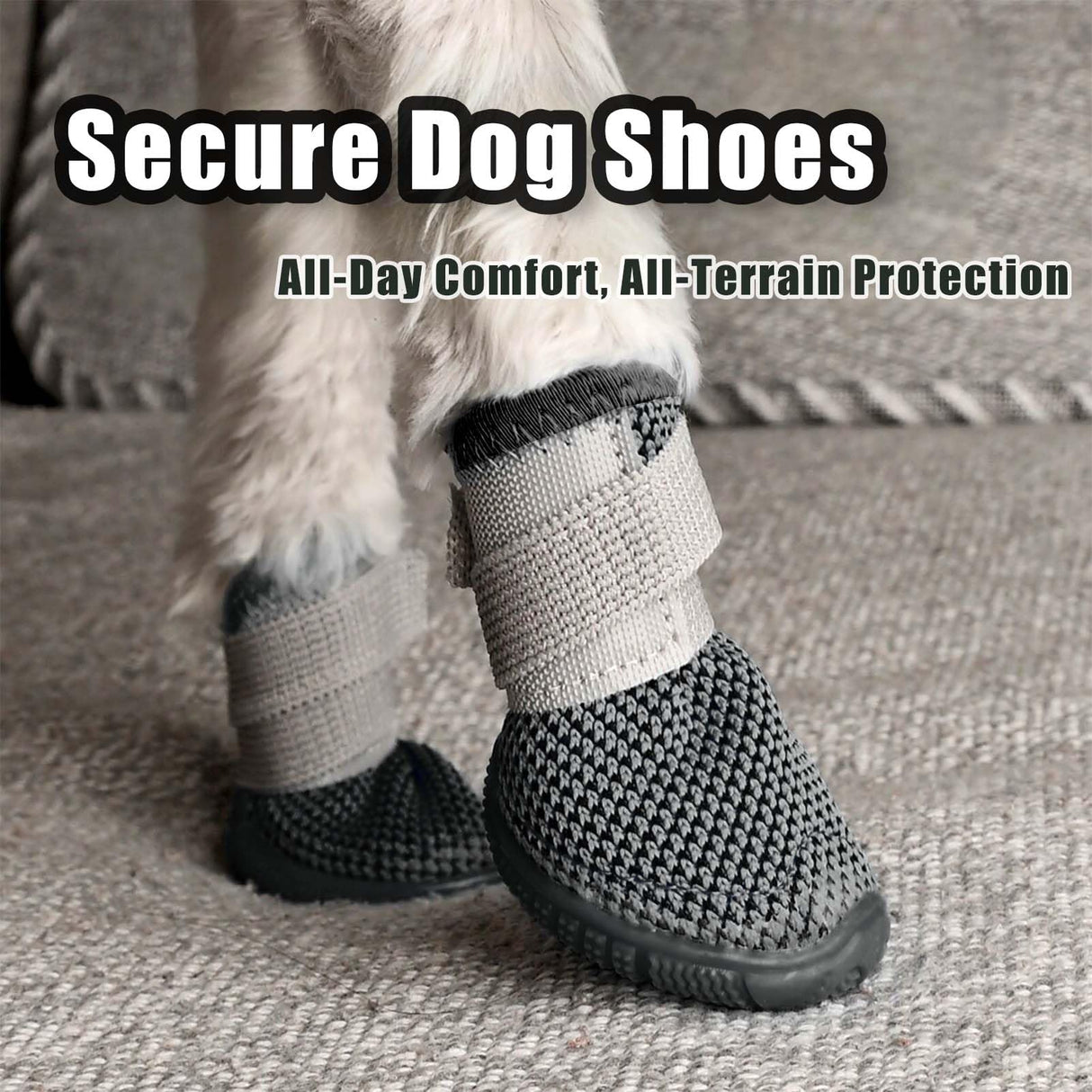Soft Dog Shoes for Small Dogs, Anti-Slip Dog Boots for Winter Snowy Day, Summer Hot Pavement, Breathable Dog Paw Protectors for Outdoor Walking Running, Size 5, Grey