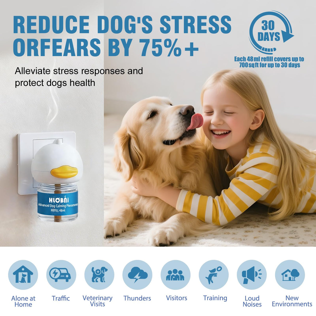 Dog Calming Diffuser – 2-Pack Dog Pheromone Calming Diffuser Kit for Stress, Anxiety, Barking & Destructive Behavior Relief, Perfect for Separation Anxiety & Aggression (Blue, 2 Count (Pack of 1))