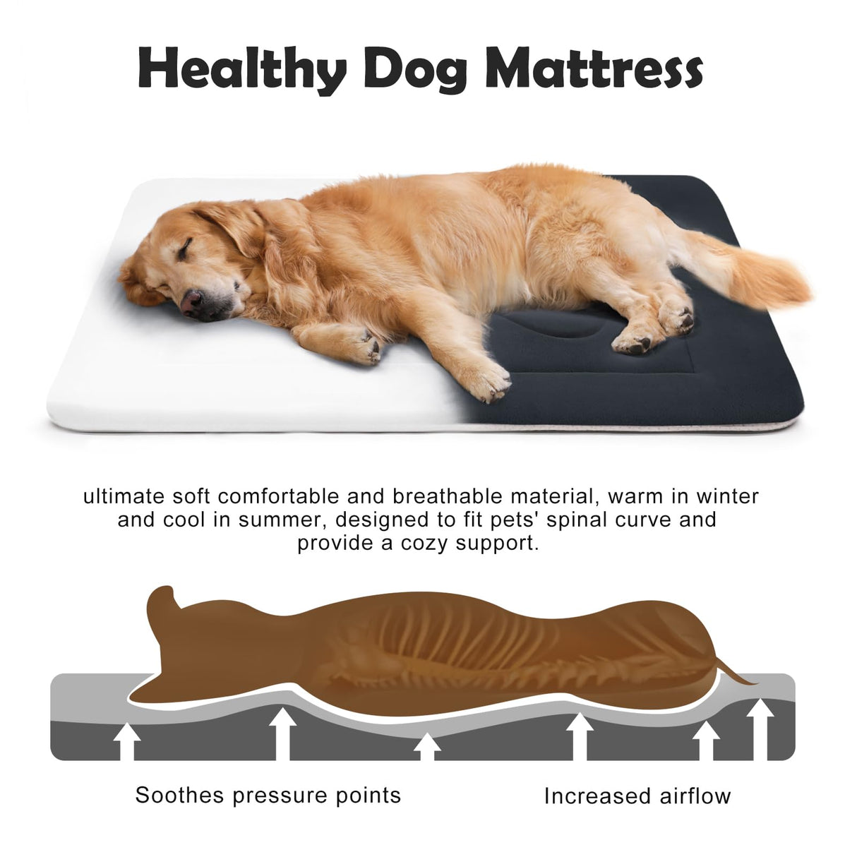 JoicyCo Dog Bed Soft Dog Crate Pad Mat for Medium/Large Dogs, 36 in Non-Slip Bottom Washable Dog Sleeping Mattress Pet Beds Cat Bed Kennel Pad, Dark Gray