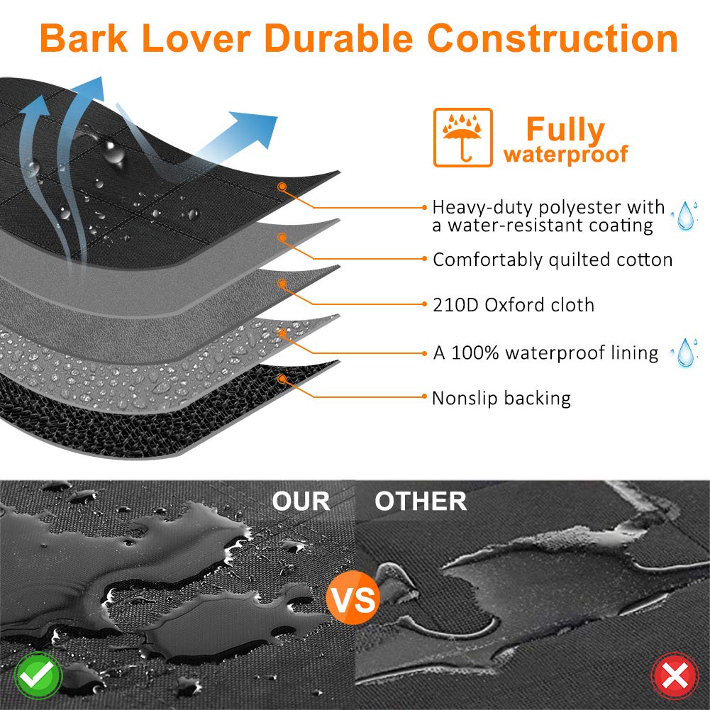 Bark Lover Dog Car Seat Covers Hammock for Cars Trucks SUV - Waterproof Pet Car Seat Protector for Backseats, More Durable Zippered Side Flaps Ensure Dog Travel Safety,Black Regular
