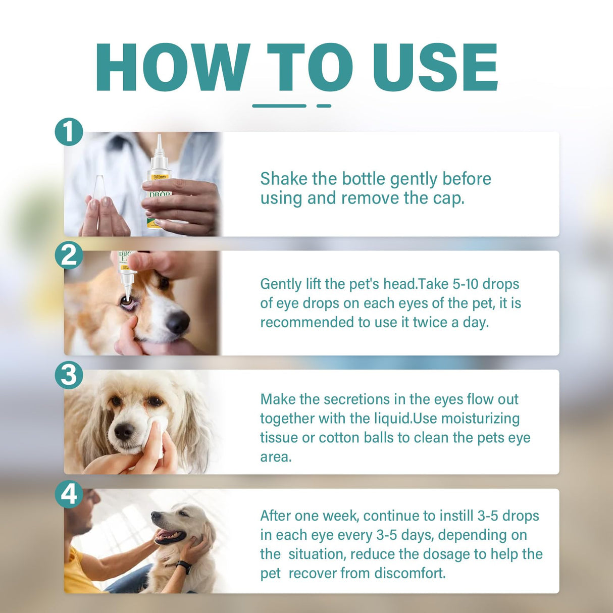 UQWUQW Cataract Drops for Dogs - Pet Gel Dog Eye Drops for Relieving Itching and Irritation, Removing Stains, Improving Vision - Safe for All Animals (40 ml)