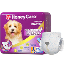Load image into Gallery viewer, HONEY CARE All-Absorb Disposable Female Dog Diapers Small Size, Improved, 40 Count, Super Absorbent, Breathable, Wetness Indicator (Pack of 1, 40 Count Total)