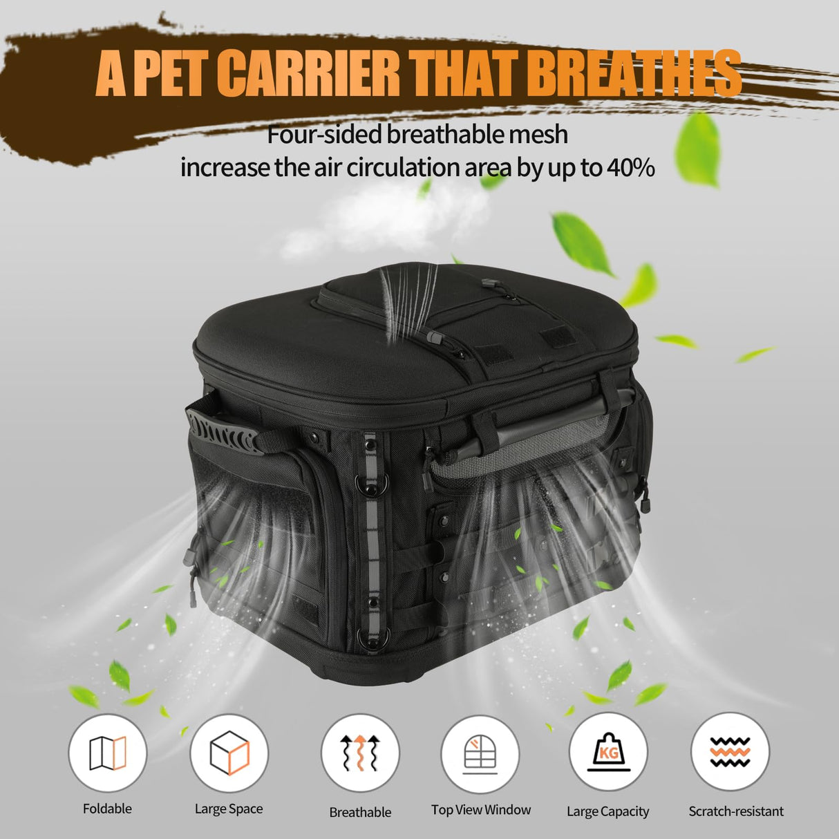 UALLIN Motorcycle Dog Cat Carrier, Portable Pet Carrier Weather-Proof Pet Crate Travel Luggage Bags for Harley Road Street Glide CVO Road King Touring Trike Can Am w/Luggage Rack 20lb Pet (Black)