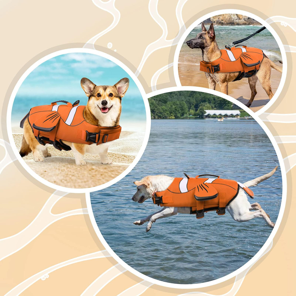 DENTRUN Dog Life Jacket for Small Dogs, Ripstop Adjustable Swim Vest with Rescue Handle, High Visibility Safety Flotation Jacket for Swimming, Boating, Beach, Pool, and Water Activities
