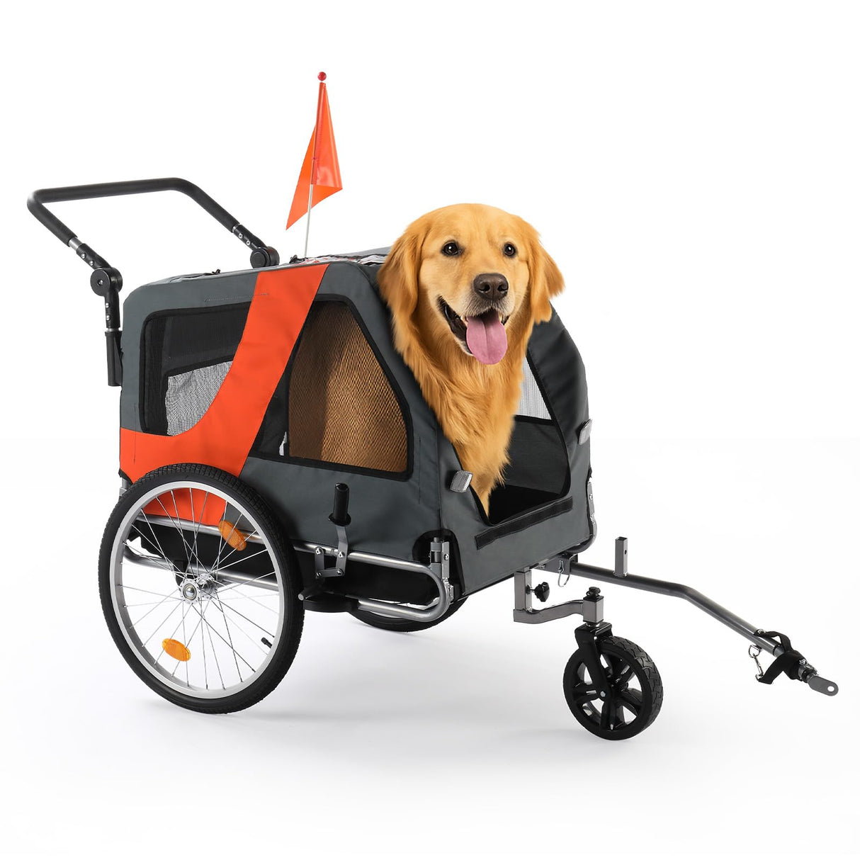 Ktaxon 2-in-1 Pet Bike Trailer, Heavy Duty 132lbs Load Capacity Foldable Dog Wagon with Quick Release Wheels, Bicycle Stroller for Large Dogs and Small to Medium Pets, New Upgraded Quick-Install Frame