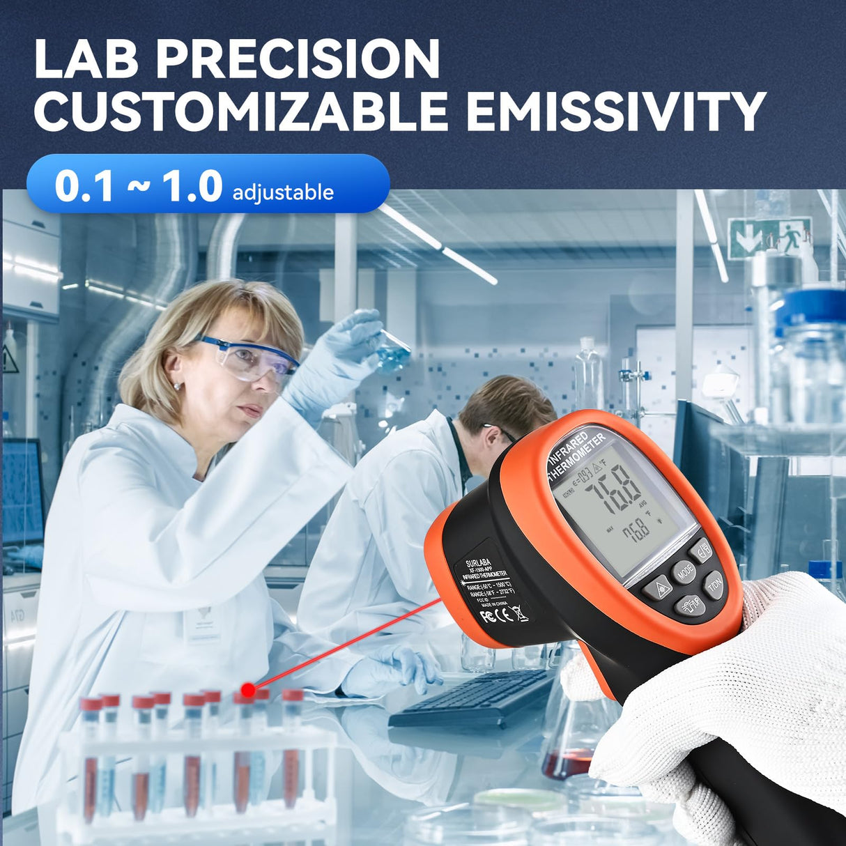 SURLABA Infrared Thermometer with Bluetooth, High Temp Thermometer Pyrometer IR Temperature Gun -58℉- 2732℉ (-50℃ to 1500℃),30:1 Distance Spot Ratio, Dual Laser and Flashlight(NOT for Human)
