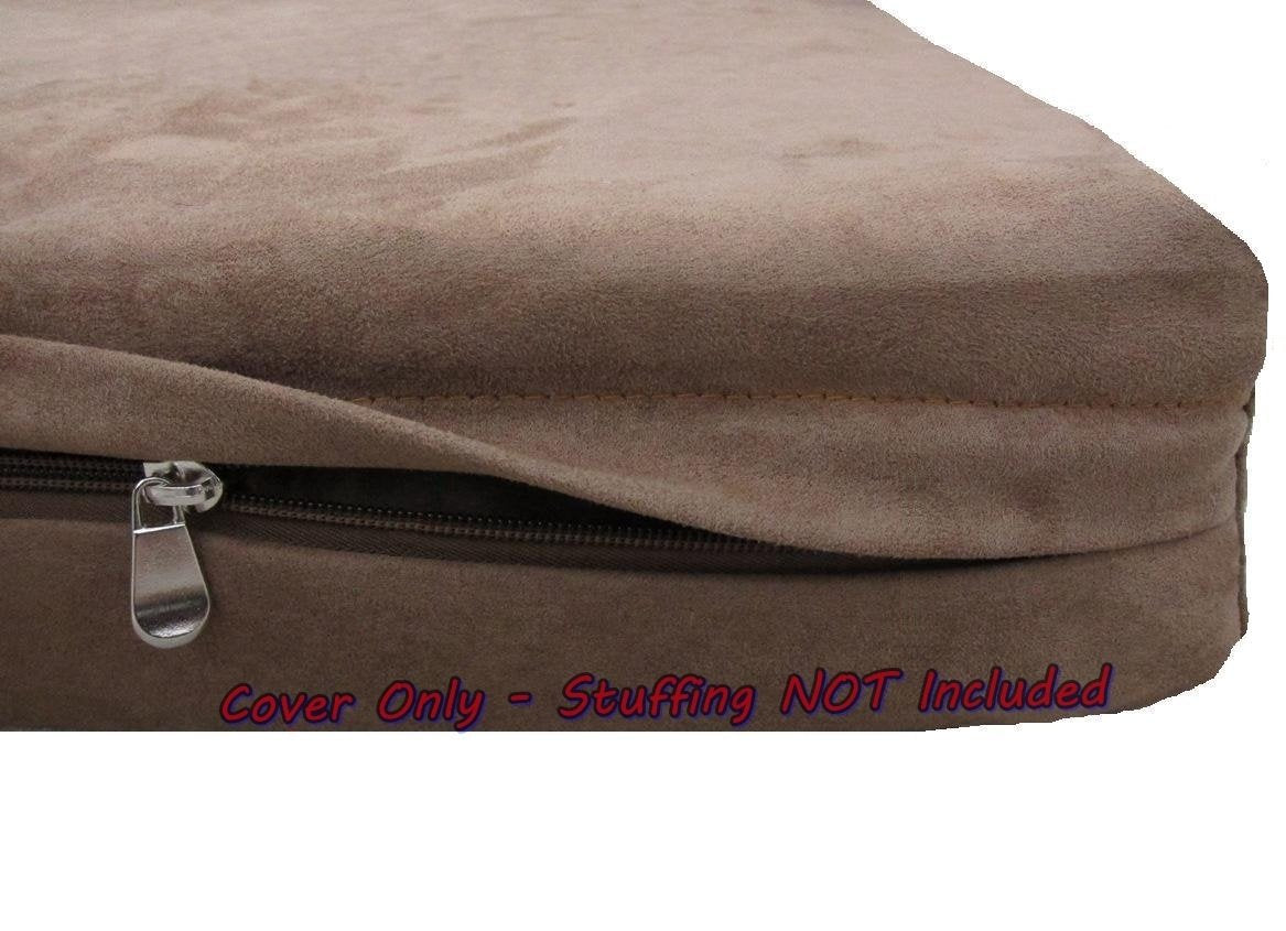 Dogbed4less DIY Pet Bed Pillow Brown Microsuede Duvet Cover and Waterproof Internal case for Dog at 55X37X4 Inch - Covers only