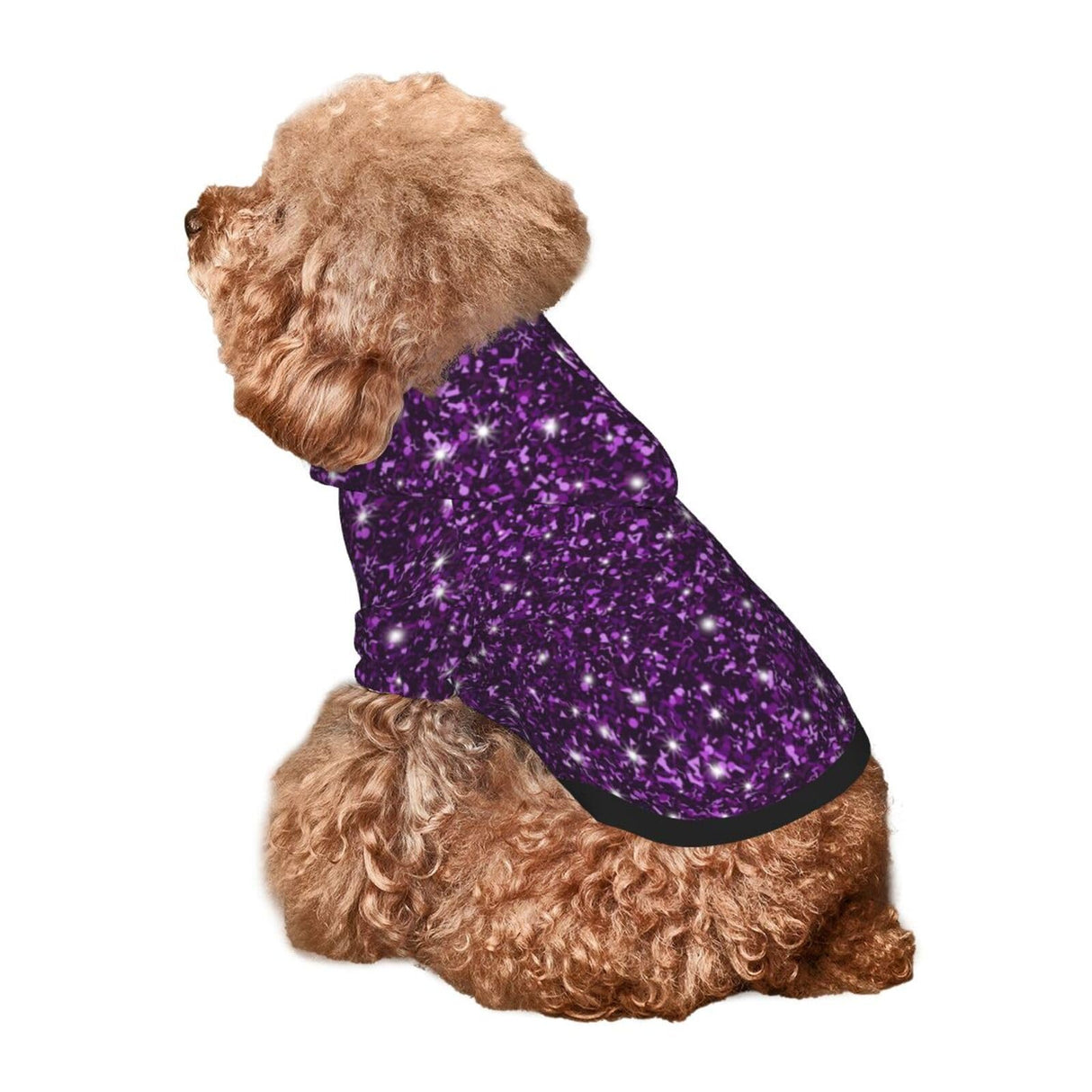 Dog Hoodie Sweater - Soft and Warm Winter Coat with Beautiful Dark Purple Glitter Sparkles Pattern - Cold Weather Clothes for XS-XXL