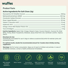 Load image into Gallery viewer, Wuffes Advanced Dog Hip and Joint Supplement with Glucosamine, Chondroitin, Omega 3, MSM, and Green Lipped Mussel, 120 Pork Flavored Chews for Small Dog Breeds