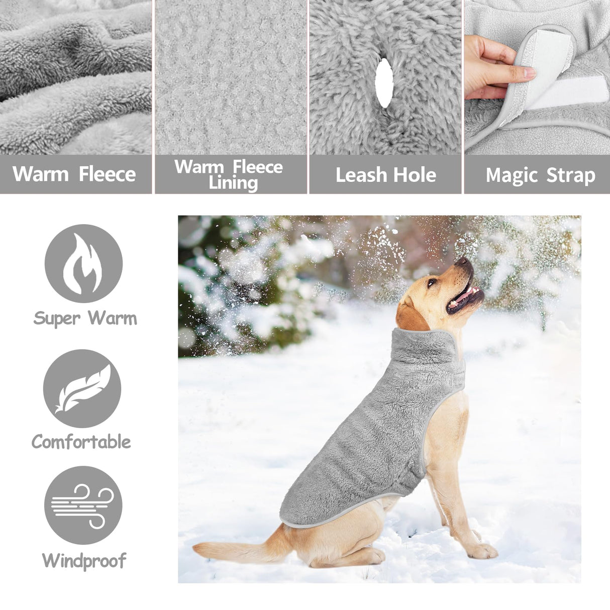 Malier Dog Winter Coat, Reversible Fleece Dog Cold Weather Coats, Windproof Warm Snow Puppy Jacket Vest Pet Clothes for Small Medium Large Dogs (Gray, X-Small)