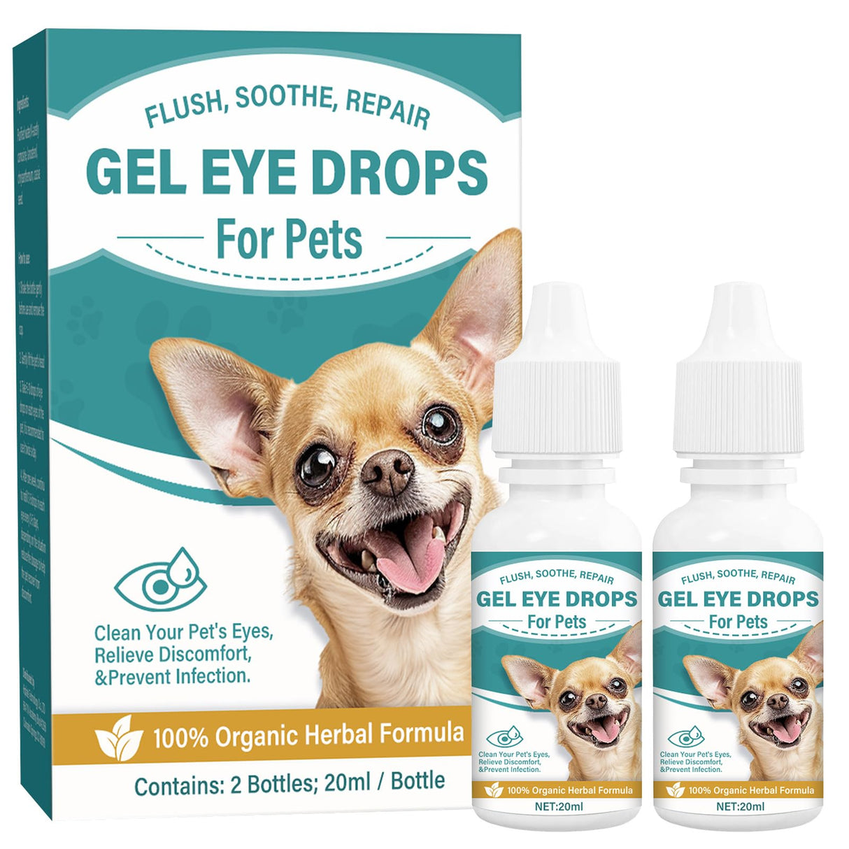 UQWUQW Cataract Drops for Dogs - Pet Gel Dog Eye Drops for Relieving Itching and Irritation, Removing Stains, Improving Vision - Safe for All Animals (40 ml)