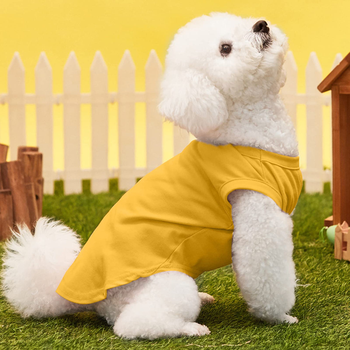 DegGod Custom Dog T-Shirts with Name/Photo/Logo Text for Dogs, Yellow Breathable Personalized Print Name Pet Vest Clothes Summer Clothing Pullover for Pet Puppy Cats Kitten (XXXL, Yellow)