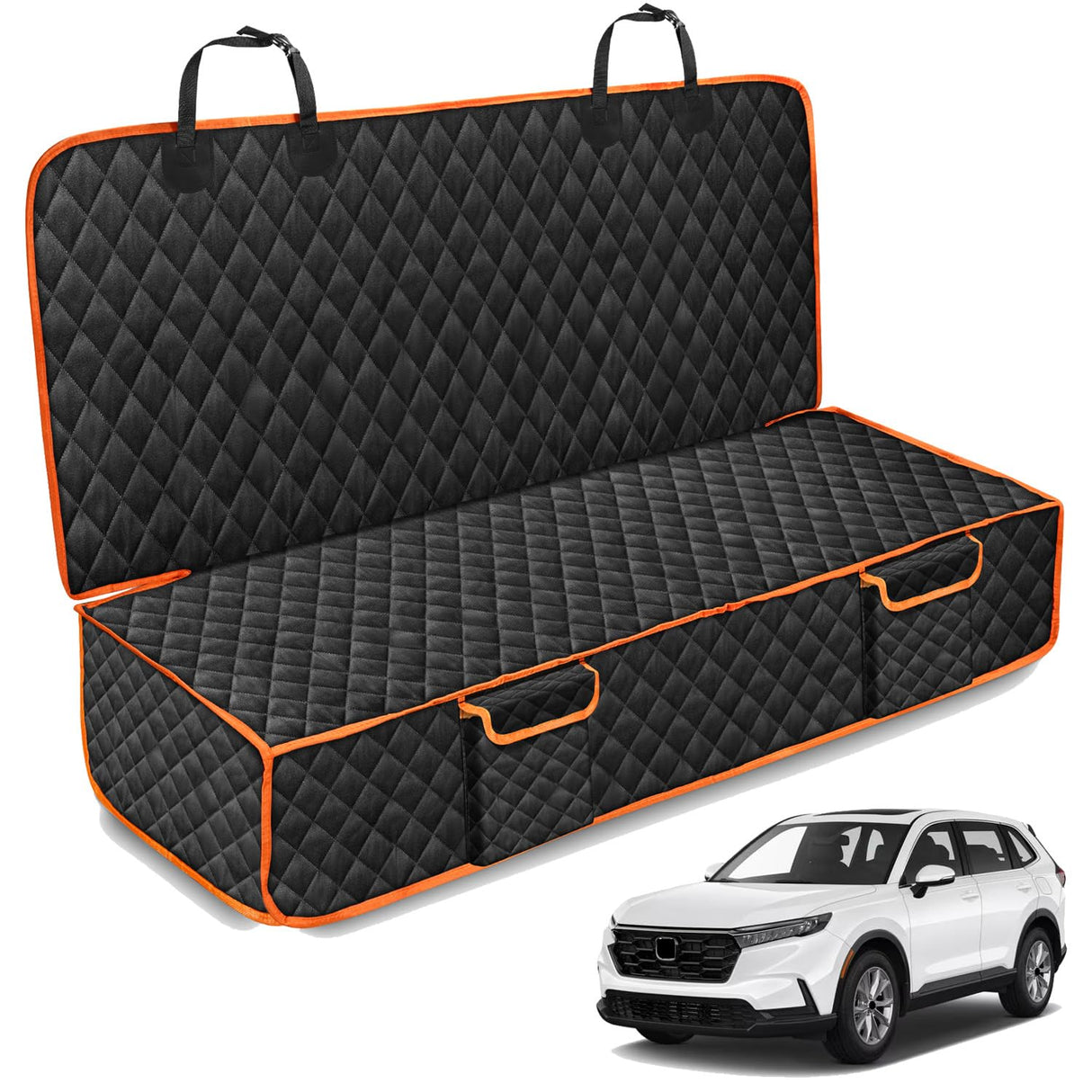XHRING Dog Car Seat Cover for Honda CRV HRV CR-V HR-V Accord Civic LX EX EX-L EX-L Navi Touring 2000-2025 2026 Back Seat Accessories, Scratchproof Pet Bench Backseat Covers with Two Big Pockets