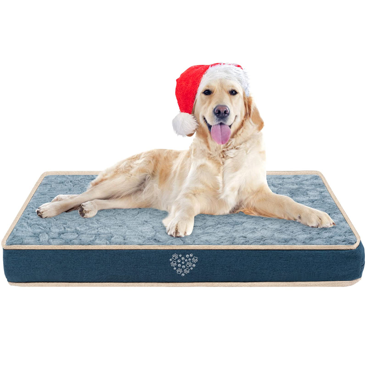 VANKEAN Waterproof Dog Crate Pad Bed Mat Reversible (Warm&Cool), Removable Washable Cover & Waterproof Inner Lining, Pet Crate Mattress for Cats and Dogs, Joint Relief Dog Bed for Crate, Navy