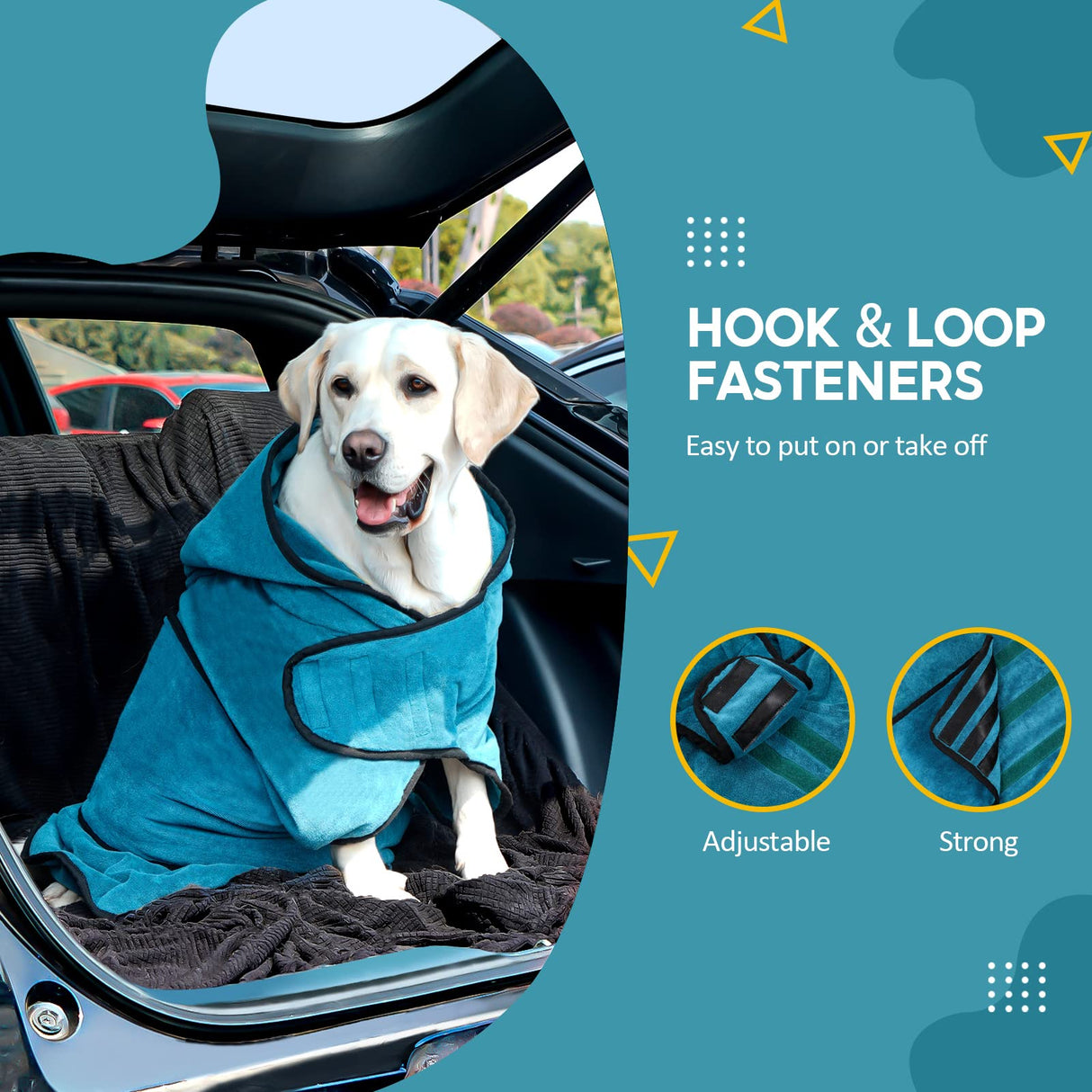 Avont Dog Bathrobe - Super Absorbent Pet Drying Towel Bath Robes After Bath Shower Swim Wet Walk for Puppies -Blue(L)