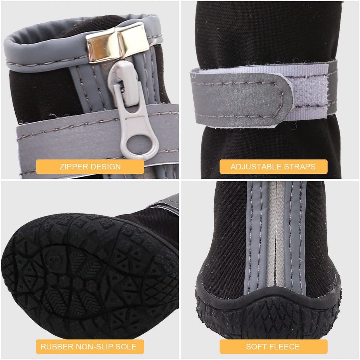 Dog Shoes for Small Dogs, Puppy Dog Boots & Paw Protector for Winter Snow Day, Summer Hot Pavement, Waterproof in Rain Weather, Ourdoor Hiking, Indoor Hardfloors with Anti Slip Sole 4PCS/Set