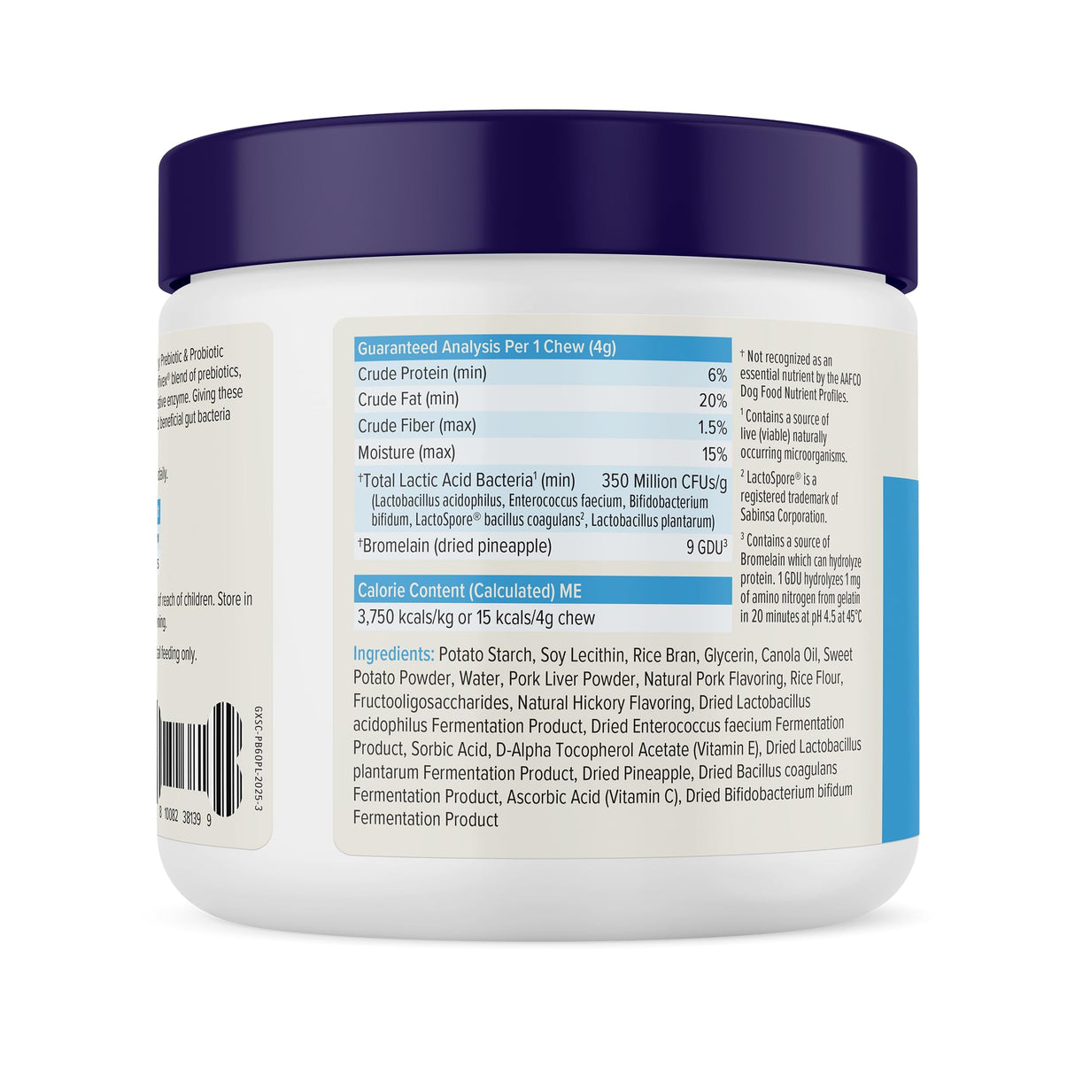 Vetnique Glandex Daily Probiotics for Dogs with Prebiotics to Support Gut Health with Fiber and Digestive Enzymes, Probiotic Chews or Powders (60ct Chews, Bacon Chews)