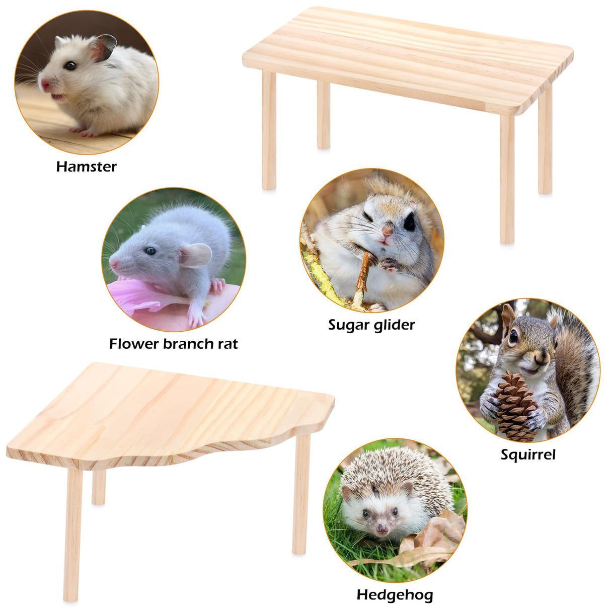 3BAO 2-Piece Set Hamster Play Wooden Platform for Dwarf Syrian Hamsters Gerbils Mice Degus or Other Small Pets