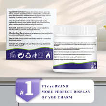 Load image into Gallery viewer, TTsiya Dog Teeth Cleaning Powder, Pet Dental Powder -Dental Care, Dogs Breath Freshener with Probiotics for Tartar & Reduces Plaque & Bad Breath Teeth Cleaning for Small, Medium, Large Dogs 100g