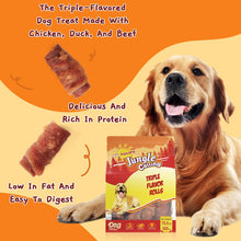 Load image into Gallery viewer, Jungle Calling Triple Flavor Rolls Dog Treats, Made with Real Chicken Duck Beef Meat, Rawhide Free Dogs Snacks,Healthy, Easily Digestible, and High Protein Treat, 10.6 oz