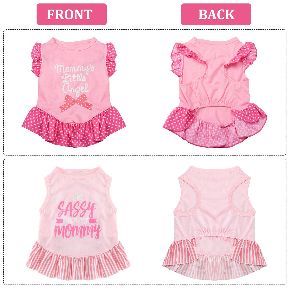 Weewooday 4 Pack Dog Dress Cute Pink Dog Clothes Skirt Girl Pet Princess Dress Puppy Summer Apparel Clothes Skirt Shirt with Ruffles Apparel for Small Puppy Cats Pet(M)