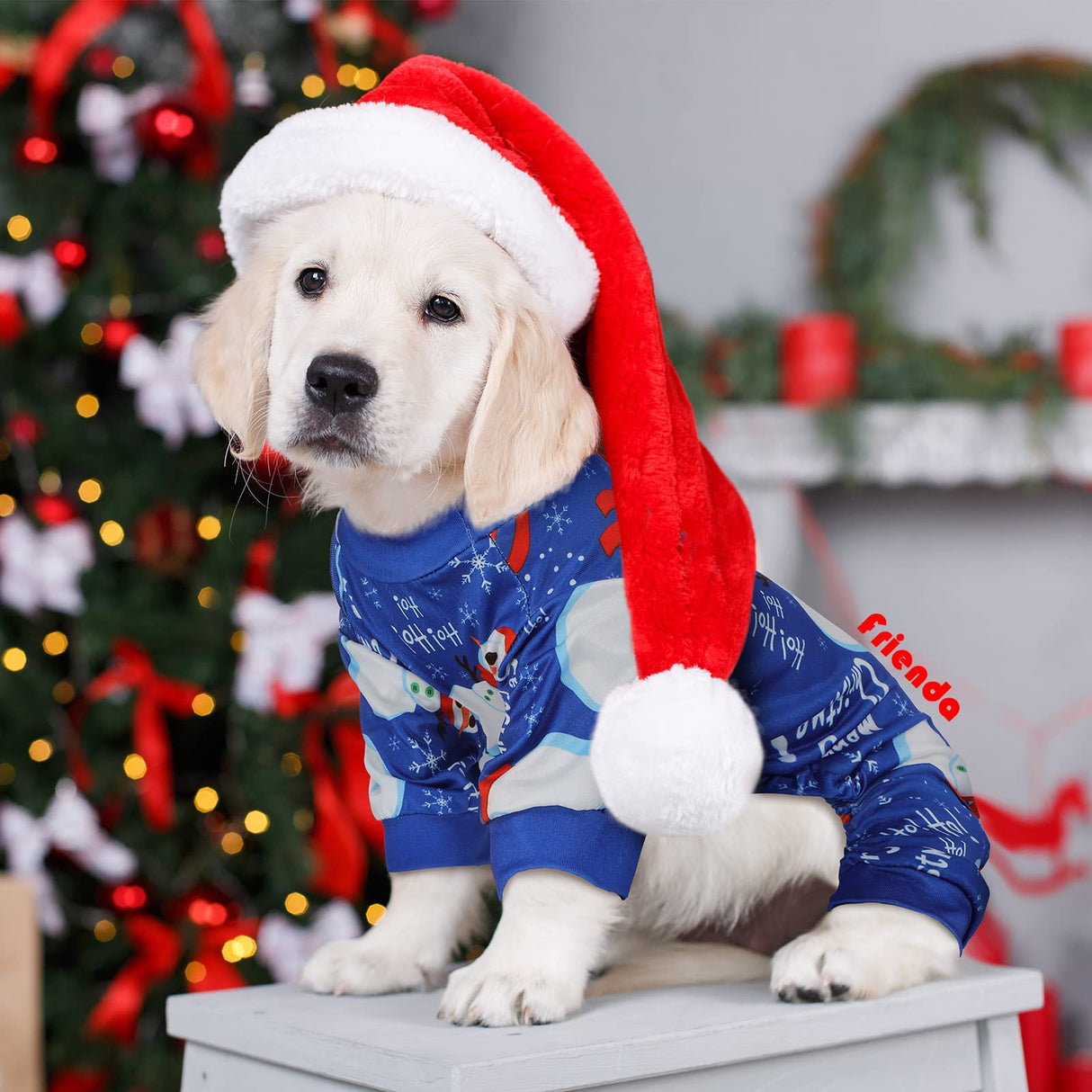 3 Pieces Christmas Dog Pajamas Dog Jumpsuit Santa Snowman Pet Clothes Christmas Pet Pajamas Holiday Costume Jumpsuit for Puppy Cat(Classic Pattern,M (fit 5.5-7.7lbs))