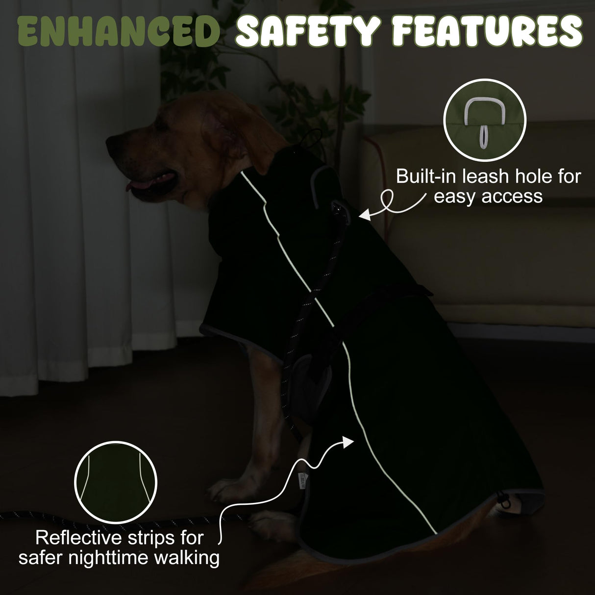 HezzLuv Dog Raincoat, Waterproof Dog Coat with Reflective Straps, Leash Hole & Polar Fleece Lining, Winter Snow Rain Coat for Small, Medium & Large Dogs, Warm, Windproof Vest Jackets