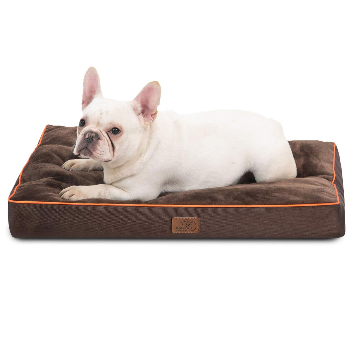 Bedsure Washable Dog Bed Medium Size Dog - 3 Inch Thicken Up to 45lbs Pet Mat Pillows with Removable Washable Cover, Brown