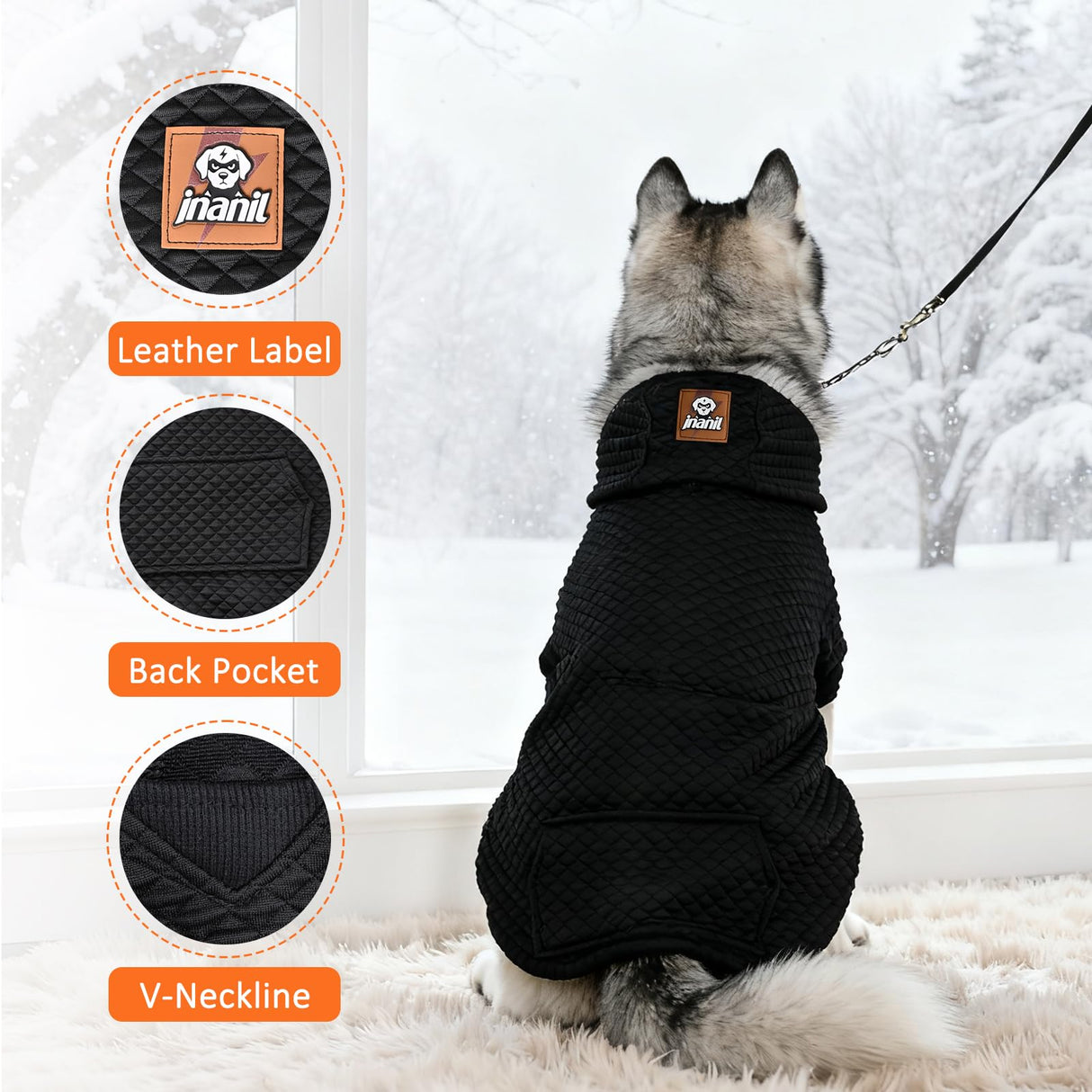 2 Pack Dog Hoodie for Medium Large Small Dogs, Soft Warm Dog Sweater Jackets Winter Fall Pet Hooded Clothes Custume Dogs Sweatshirt with Leash Hole and Pocket, Black ans Grey, ML