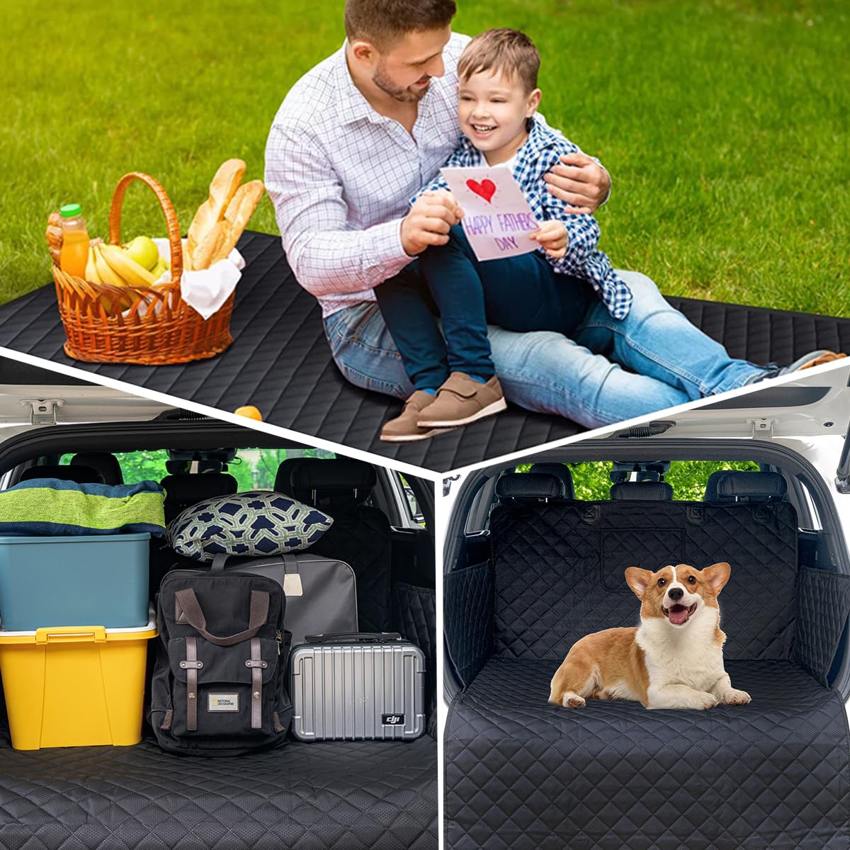 HCCW SUV Cargo Liner for Dog Car Seat Cover Waterproof Pet Cargo Cover Nonslip Dog Seat Cover with Bumper Flap Protector for SUV Trunk Sedans Vans(70L”*40W“)