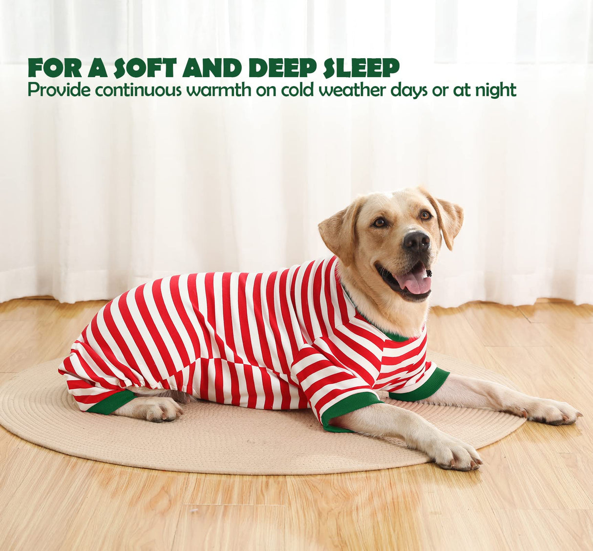 Sychien Dog Christmas Pajamas Small,Red and White Striped Pjs for Boy Girl Dogs,Thermal Warm Cotton Holiday Jumpsuit for Big Dog,XS