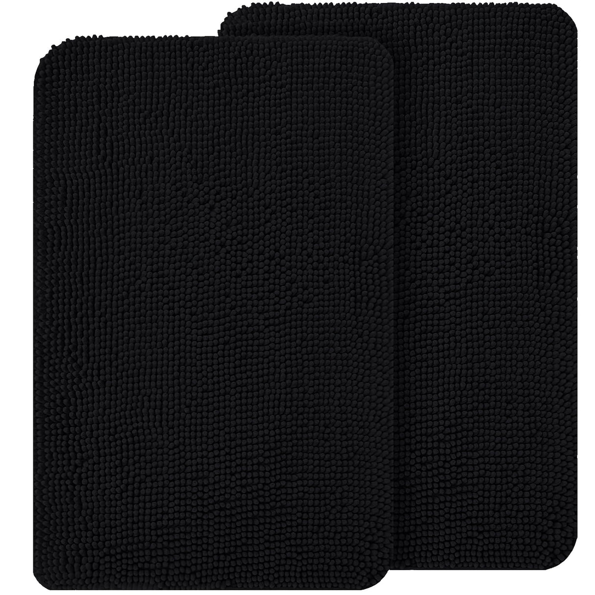 OLANLY Dog Door Mat Set 2-Piece 36x24, Absorbs Moisture and Dirt, Absorbent Non-Slip Washable Doormat, Quick Dry Chenille Mud Mat for Dogs, Entry Indoor Entryway Carpet for Inside Floor, Black