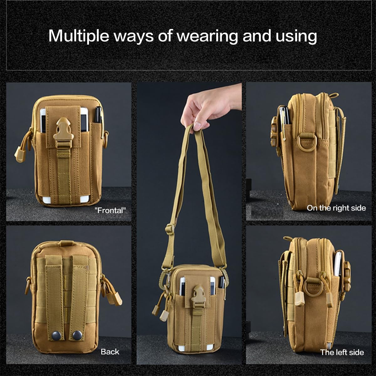 Tactical Molle Pouch - Outdoor Sports Waist Bag, Hiking Multi-Purpose Phone Pouch, Durable & Water-Resistant for Camping, Cycling, Travel(Green Jungle Digital)