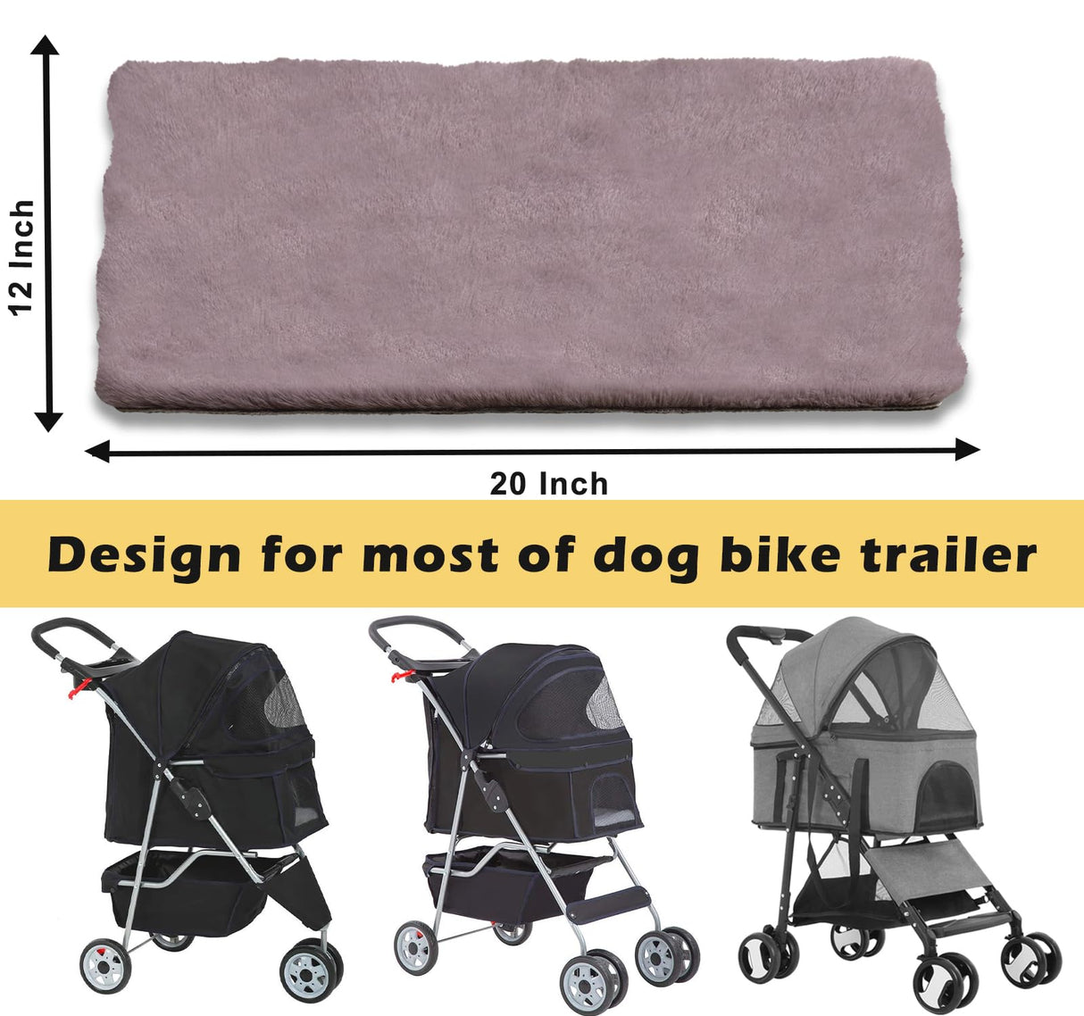 Pet Stroller Pad for Small Medium Dogs, Ultra Soft Cat Dog Stroller Mattress Mat 21"X12" Folding Removable Pet Carrier Strolling Cart Pad Cushion, Pink