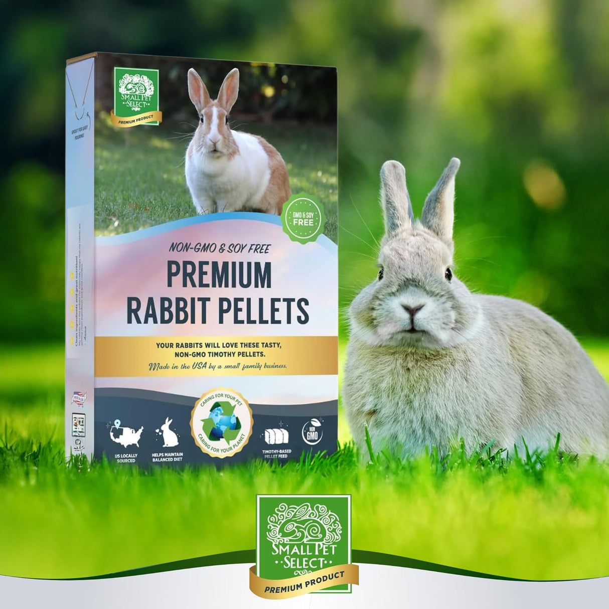 Small Pet Select-Premium Rabbit Pellet Food, Non-GMO, Soy Free. Local Ingredients in Pacific Northwest, 10lb