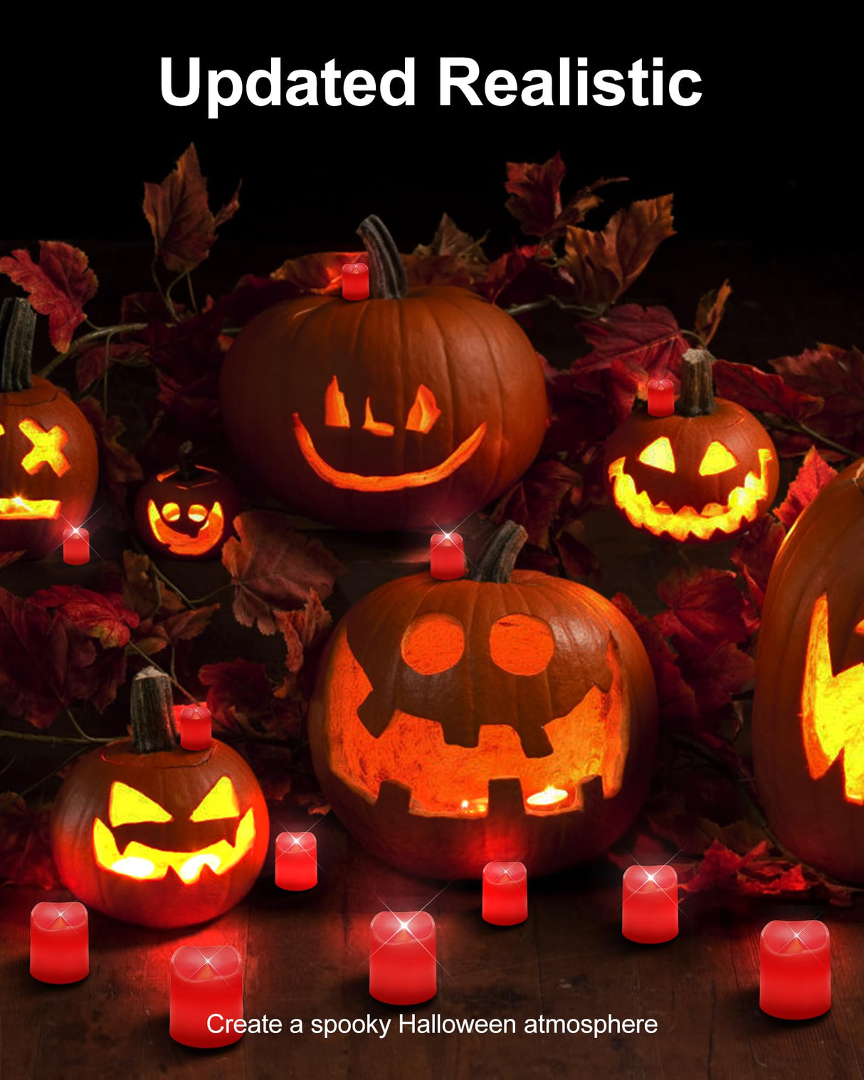 SHYMERY Red Candles,Red Flameless Votive LED Candles,24 Pack 200+Hour Flickering Electric Fake Candles for Vampire Decor,Twilight,Halloween,Festival Celebration,Christmas Decoration