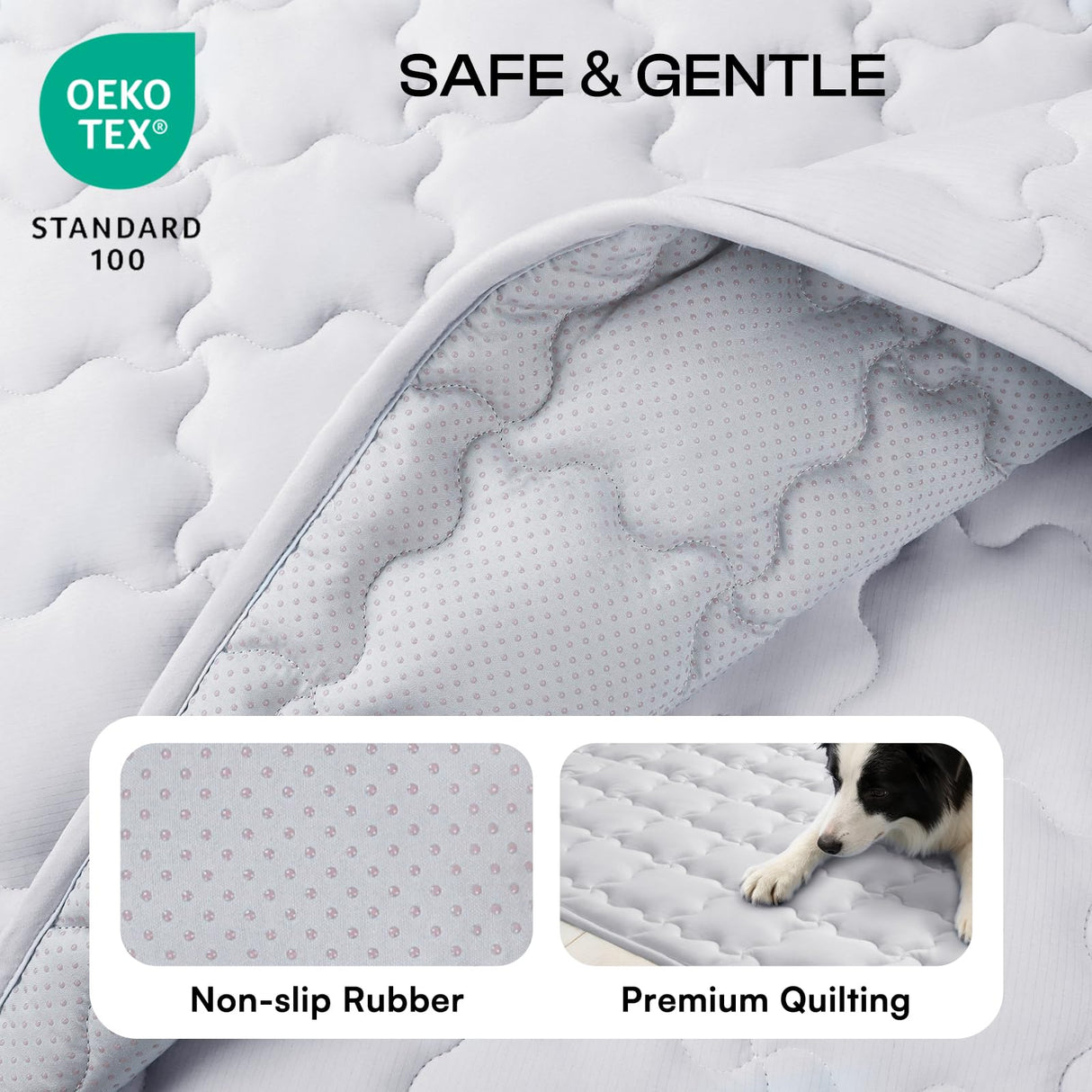 Luciphia Premium Dog Cooling Mat Non-Slip Q-MAX>0.5 Self-Cooling Pad for Small Pet Cat Indoor Portable Kennel Puppy Bed for Summer Crate Pad for Dog Washable Light Grey 20x30 inches