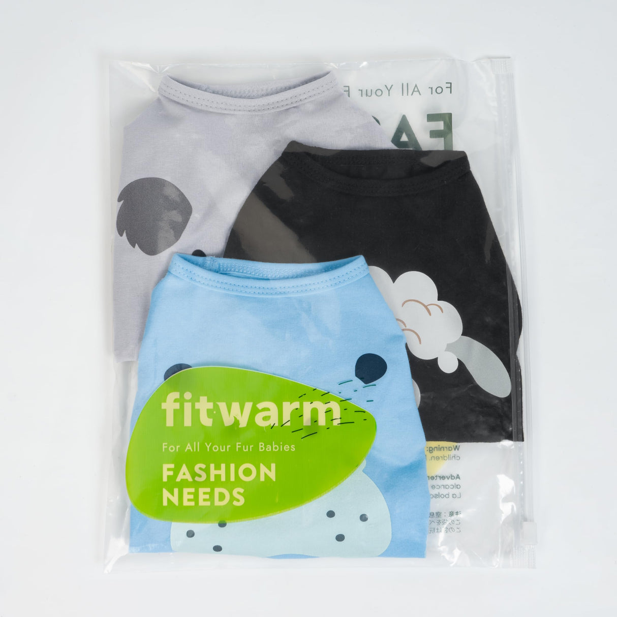 Fitwarm 3 Pack Hippo Sheep Koala Dog Shirt, Summer Clothes for Small Dogs Boy Girls, Funny Pet Outfit, Black, White, Gray, Blue, XS