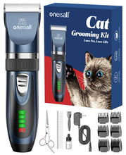 Load image into Gallery viewer, oneisall Quiet Cat Clippers for Matted & Long Hair, 2-Speed Cordless Pet Shaver Grooming Kit for Cats, Small Dogs & Animals (Blue)