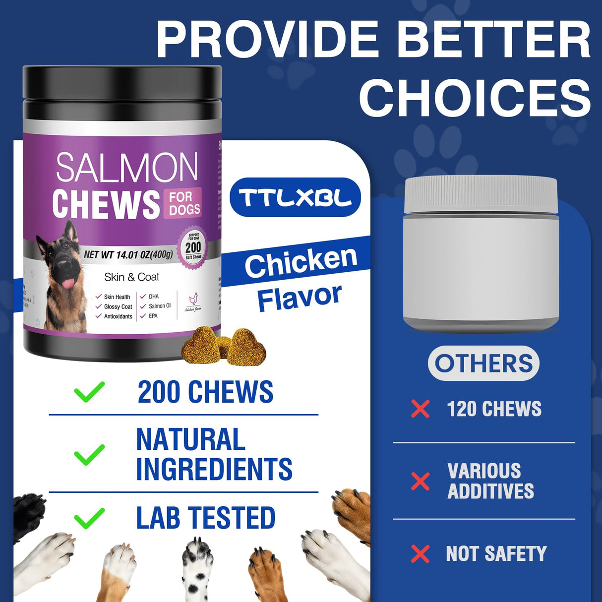 Omega 3 Skin and Coat Supplement for Dogs 200 Chews Dog Fish Oil Supplements with EPA & DHA Fatty Acids Dry Skin Relief for Dogs Shedding Allergy Itching Promotes Heart Hip Joint Health Chicken Flavor