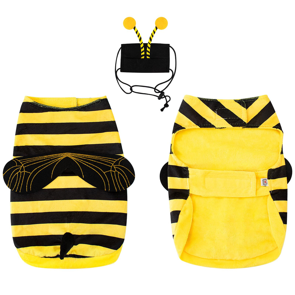 Bee Dog Costume Halloween Dog Costumes for Small Medium Dogs Cats, Bumblebee Pet Outfit with Antenna Hat Funny Pet Costumes Cosplay Clothes Christmas Birthday Party